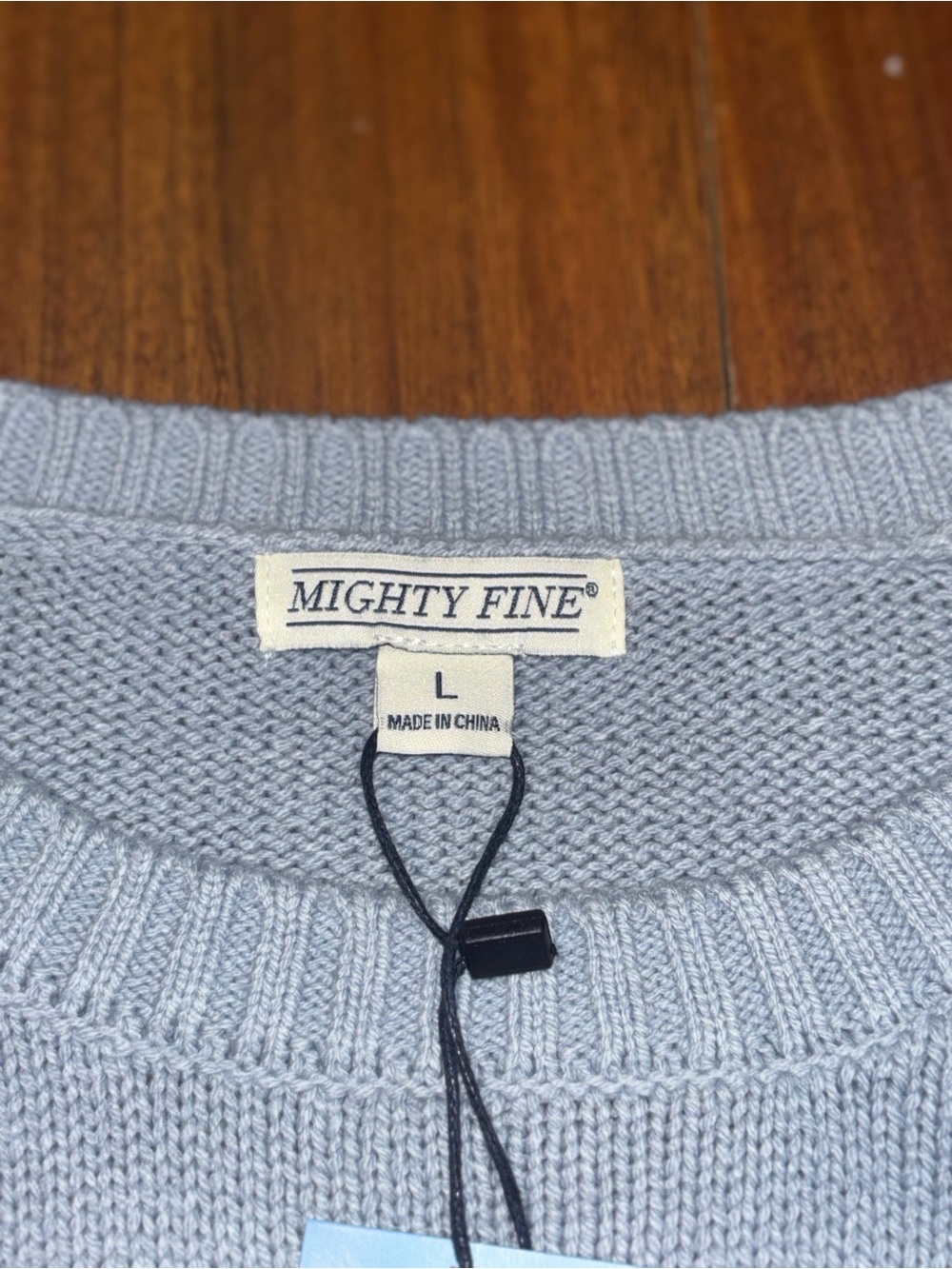 Mighty Fine Light Blue Crewneck Sweater with Red Lobster - Picture 2 of 4